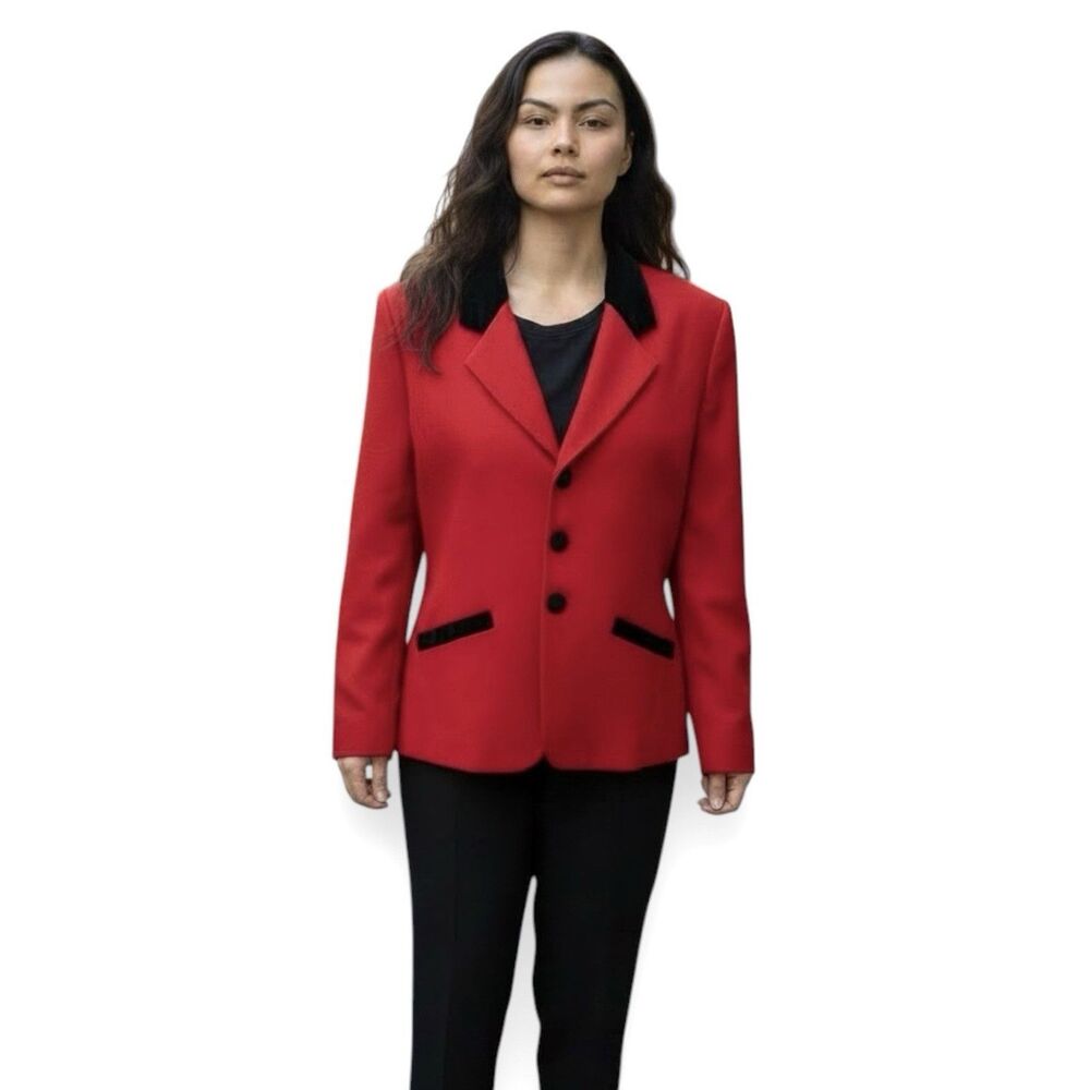 Vintage Pendleton Red Blazer Velvet Collar Size
